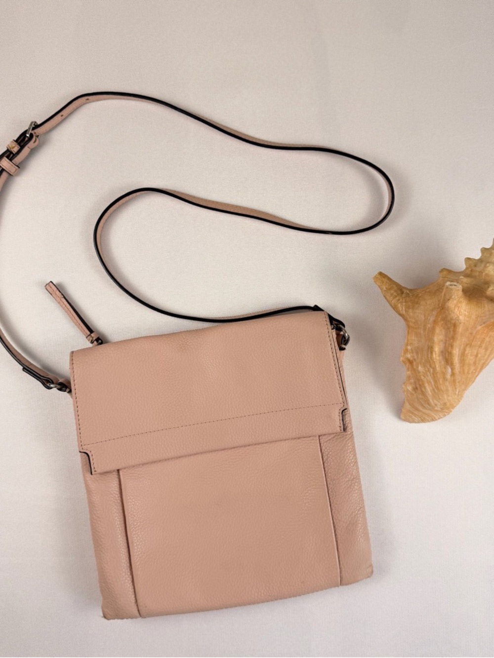 Vince Camuto Blush Pink Pebbled Leather Crossbody Bag